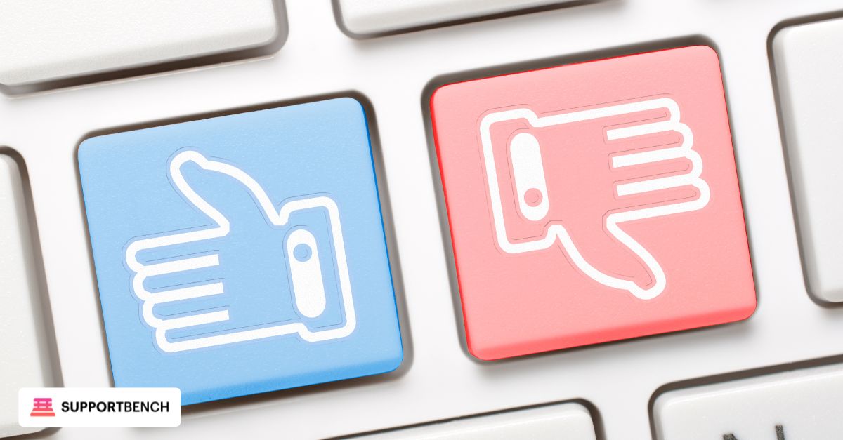 Two hands displaying a thumbs up and a thumbs down, illustrating challenges in sentiment analysis