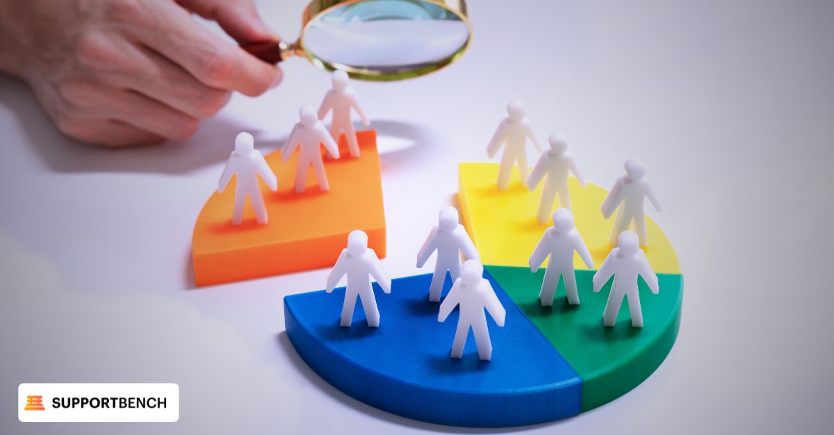 Customer segmentation illustration, featuring distinct customer groups