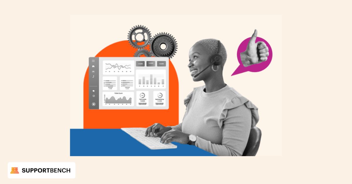A woman at a desk using a computer, representing customer support automation