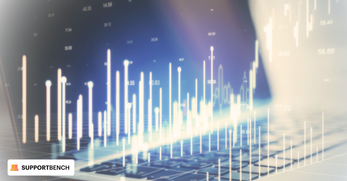 Business analytics showcasing Supportbench dashboard and AI tools for enhancing customer support efficiency.