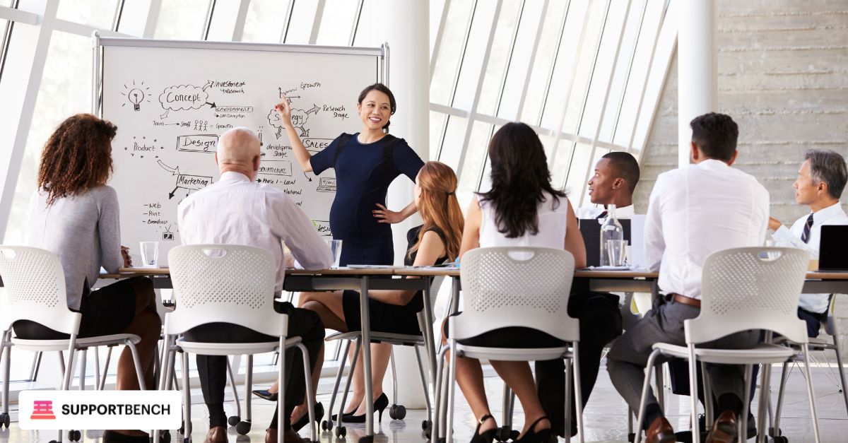 IT team discussing integration scenarios on a whiteboard or digital screen