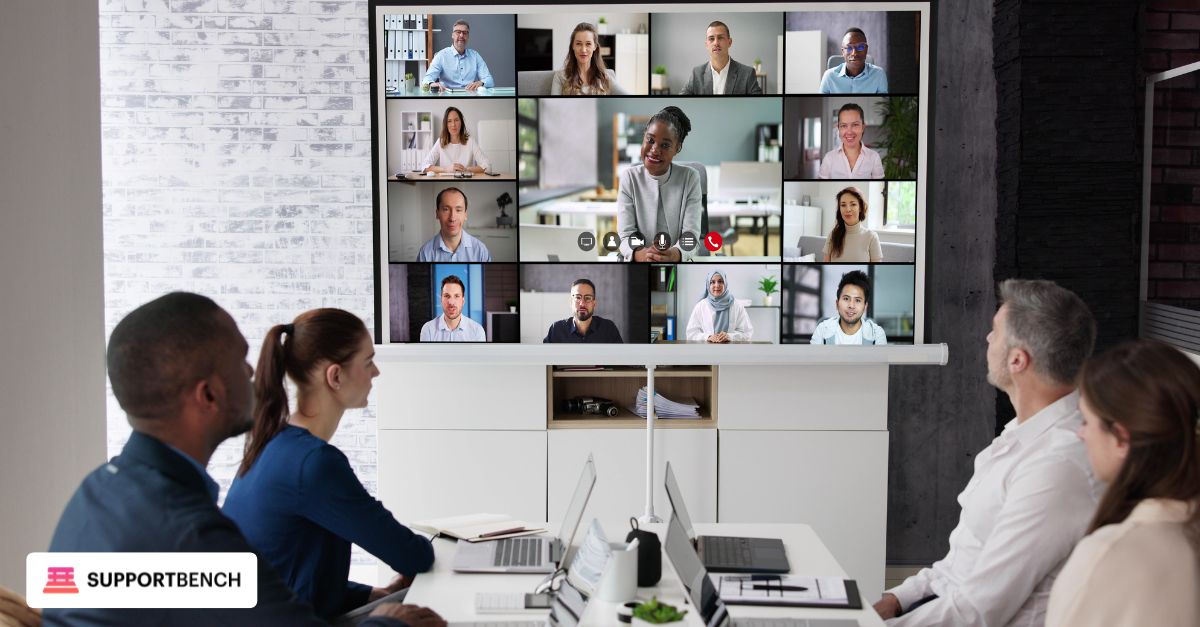 Business professionals mapping IT systems during a planning meeting