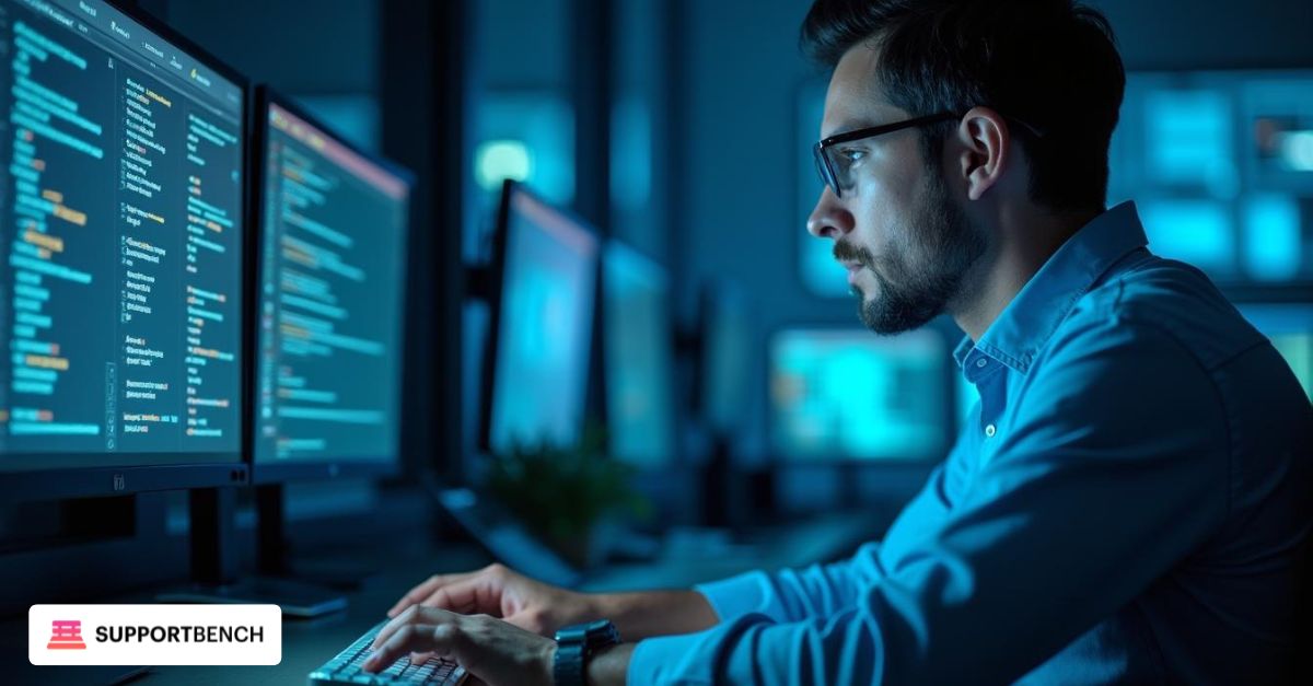 Technician reviewing automated alerts flowing into helpdesk from PSA/RMM system