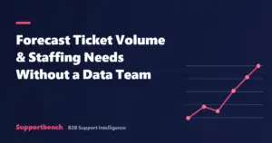 Line chart trending up: forecasting support ticket volume and staffing